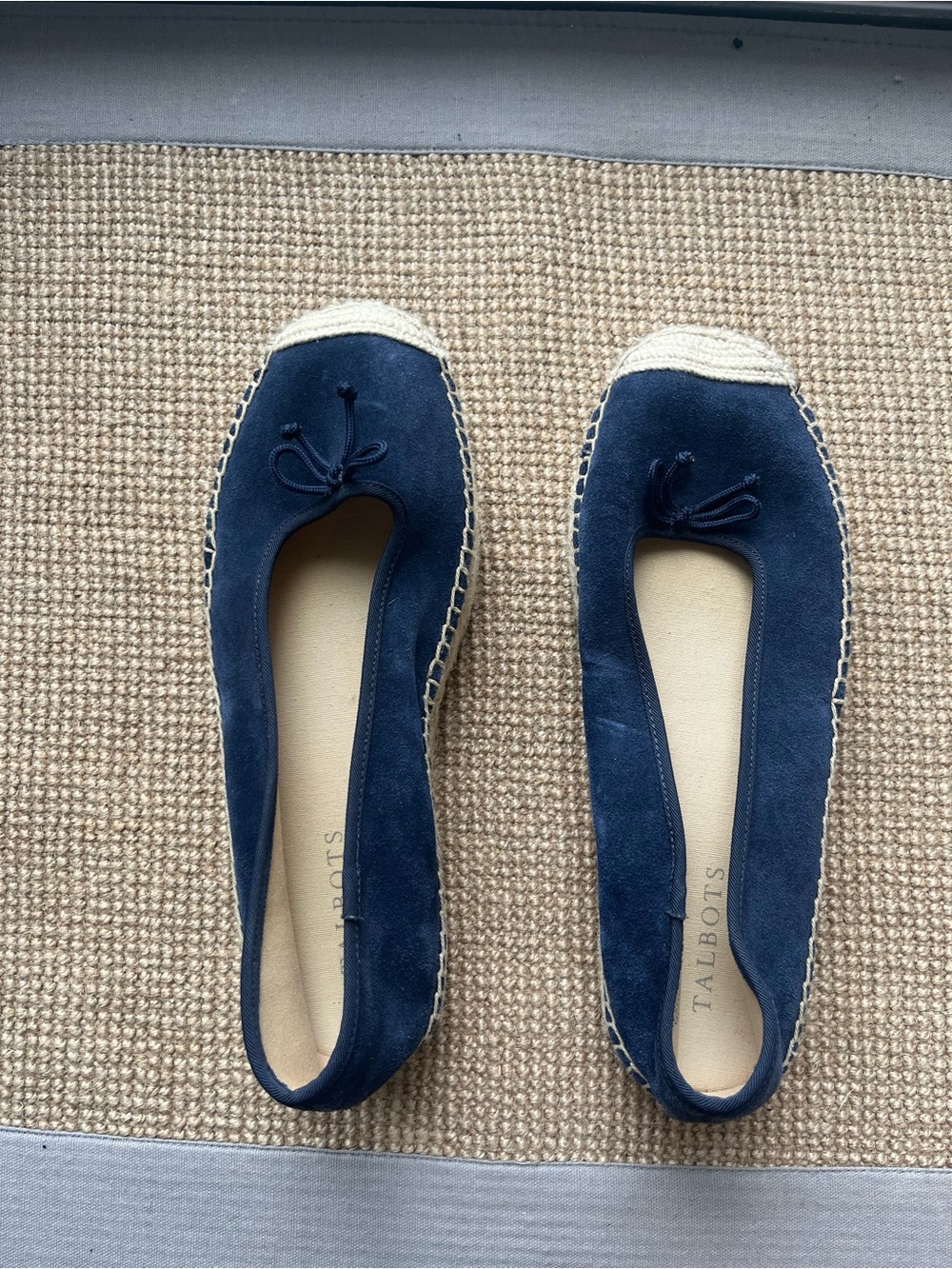 Talbots Navy Suede Espadrille Flats with Rope Trim